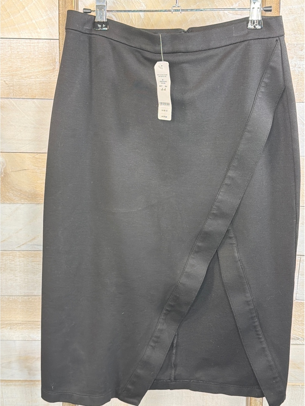 bebe Black Wrap Detail Pencil Skirt Size 6